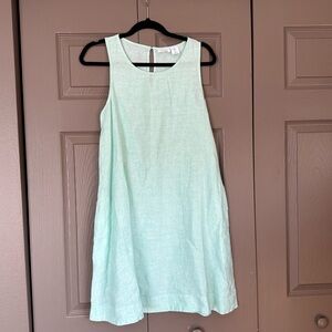 Teal 100% linen shift dress